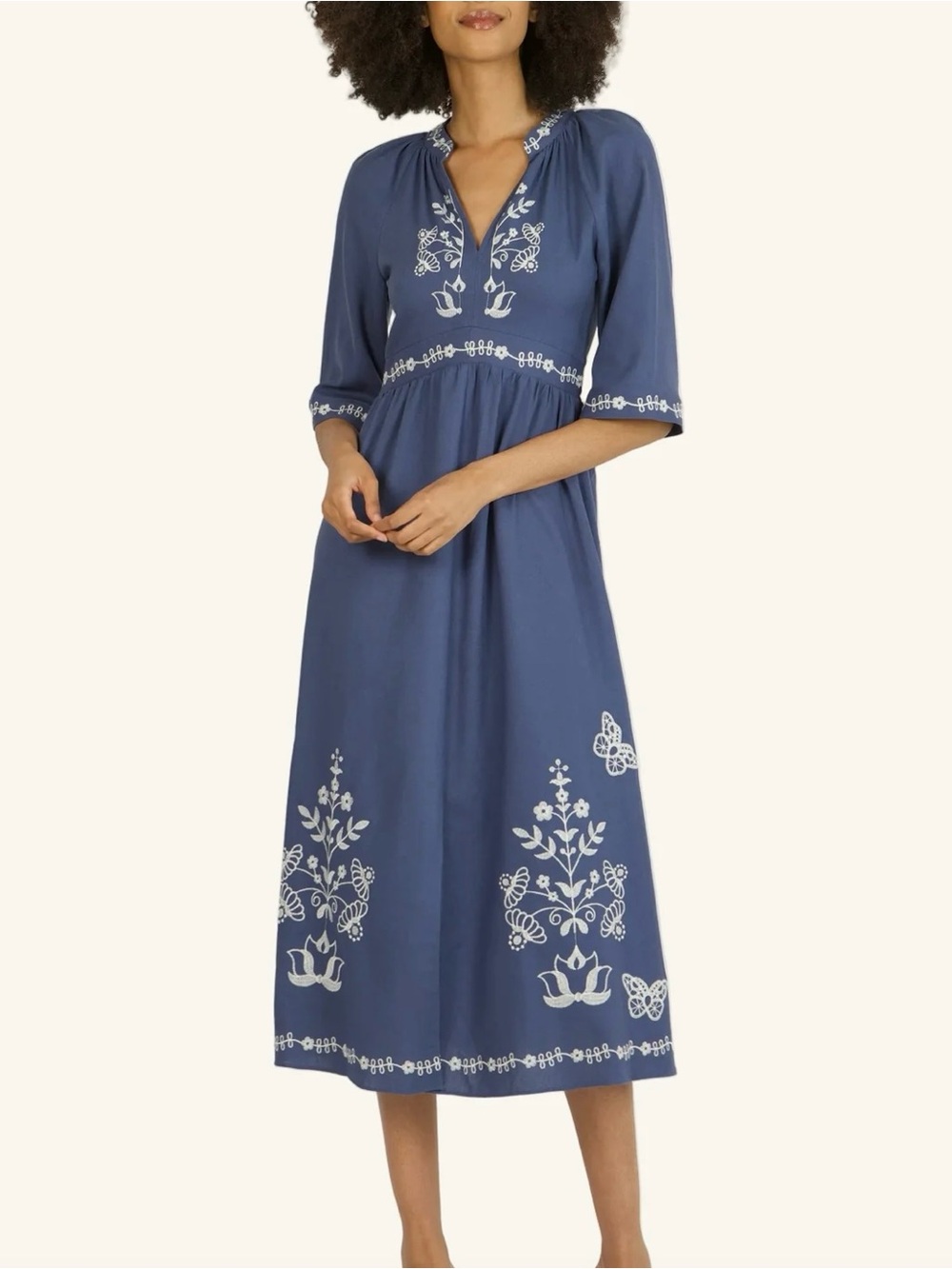 Super Natural by Secret Mission Blue Linen Blend Maxi Dress Size XS NWOT